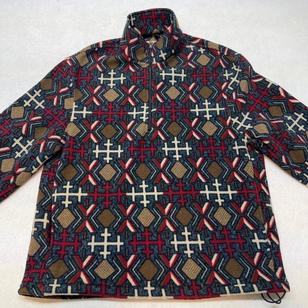 Vintage Woolrich Fleece Pullover Mens‎ XL Aztec Print Southwest 1/4 Zip 90s